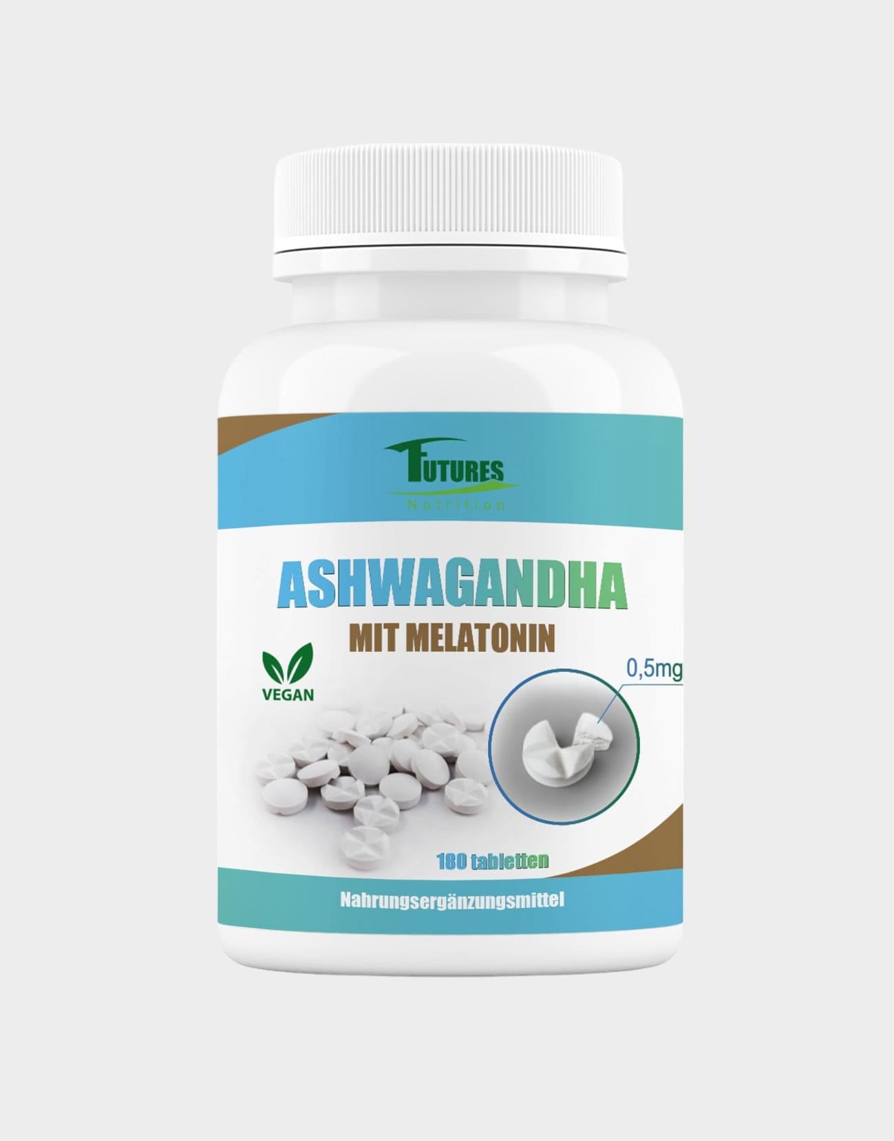 Ashwagandha mit Melatoni Pulver Ashwagandha Wurzel gemahlen - 180 tabletten