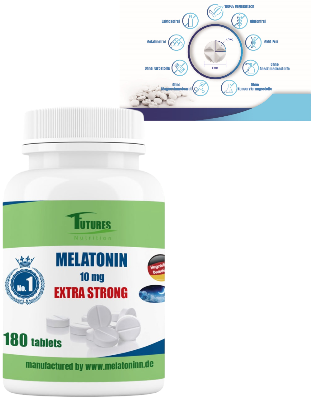 Pigułki nasenne - Melatoni 10 mg. 180 tabletek