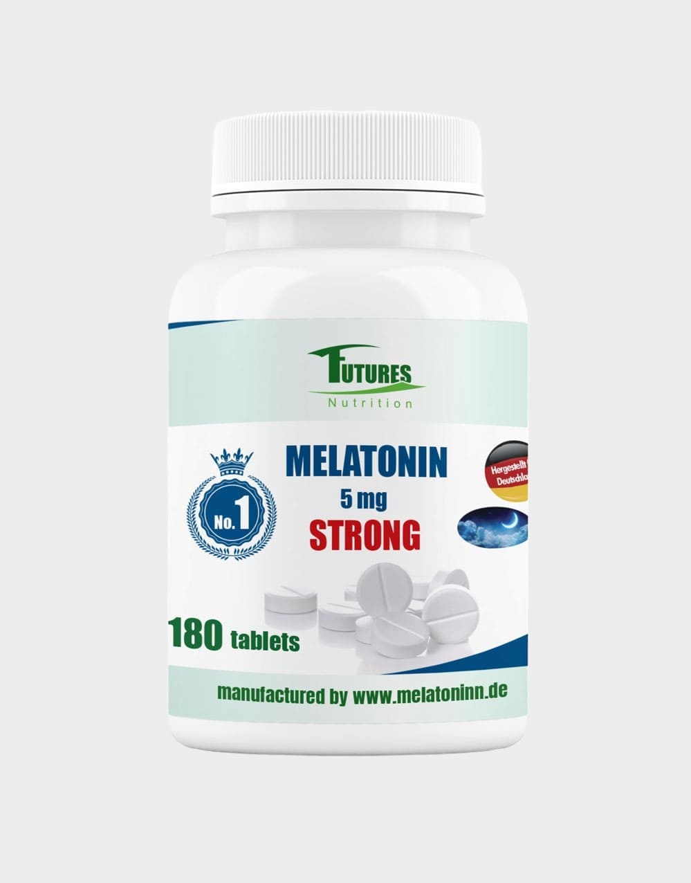 Melatonin 5 mg 180 Tabletten Flasche Vorderseite
