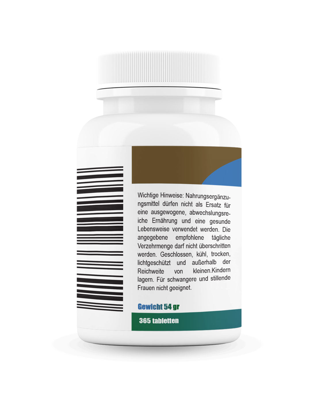 Etikett Ashwagandha mit Melatonin 365 Tabletten Nahaufnahme
